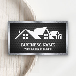 Black Mesh House Roofing Construction Roofer Business Card