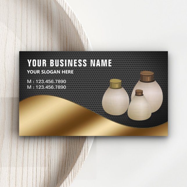 Black Mesh Metallic Gold Aroma Oil Perfume Bottle Business Card (Creator Uploaded)