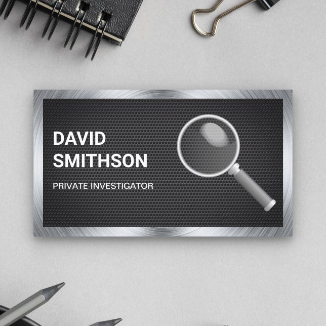 Black Mesh Private Detective Investigator Business Card (Creator Uploaded)