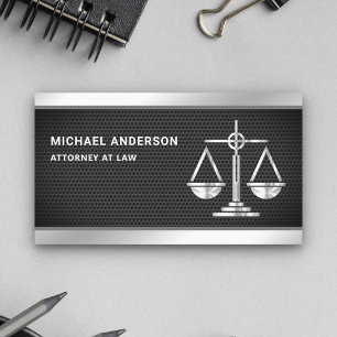 Black Mesh Silver Justice Scale Lawyer Attorney Business Card