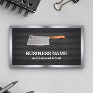 Black Mesh Steel Butcher Knife Meat Shop Business Card