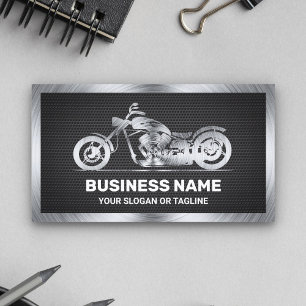 Black Mesh Steel Motorbike Motorcycle Mechanic Business Card