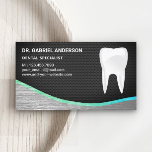 Black Mesh Steel Tooth Dental Clinic Dentist Business Card