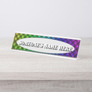 Black Mesh White Balls Moire by Kenneth Yoncich Desk Name Plate