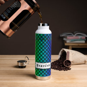 Black Mesh White Balls Moire by Kenneth Yoncich Water Bottle