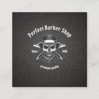 Black Metal Beard Modern Elegant Barber Salon Square Business Card