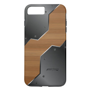 Black Metal & Brown Wood Geometric Design Case-Mate iPhone Case