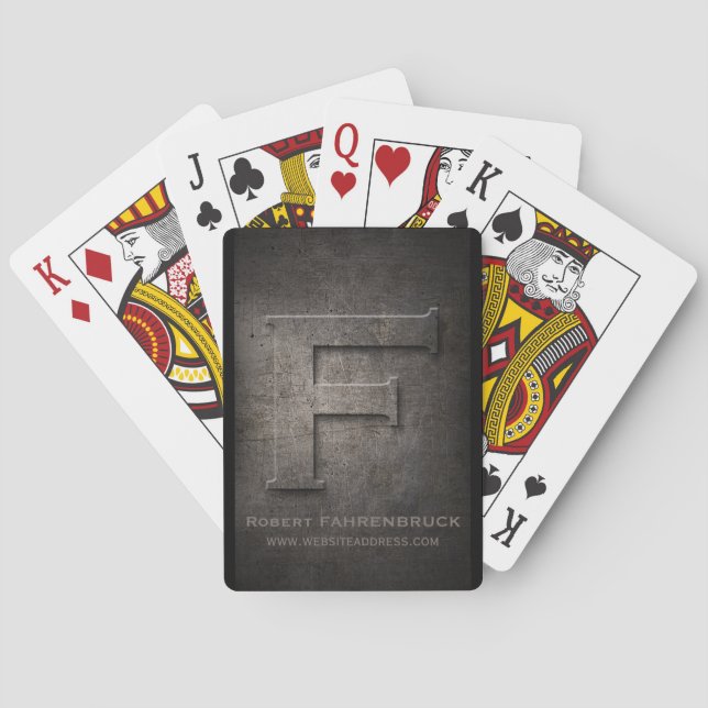 Black Metal F Monogram Customisable Playing Cards (Back)