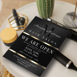 Black metal faux texture elegant flyer<br><div class="desc">Metallic style with gold line cover that expresses high quality service. Ideal for hair,  barber,  makeup,  beauty salon,  aesthetician,  nail artists,  eyelash professionals and more.</div>