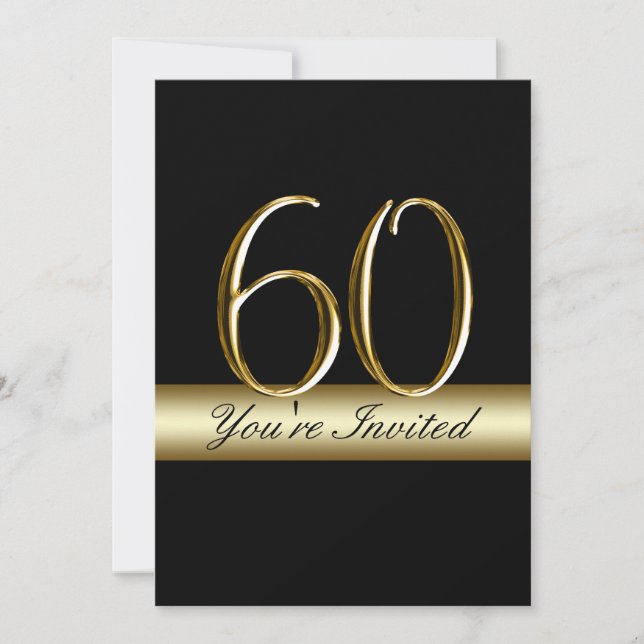 Black Metal Gold Print 60th Birthday Invitations (Front)