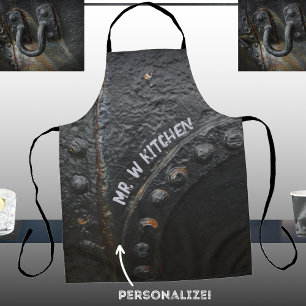 Black metal industrial style apron