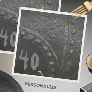 Black metal industrial-style man's party  napkin