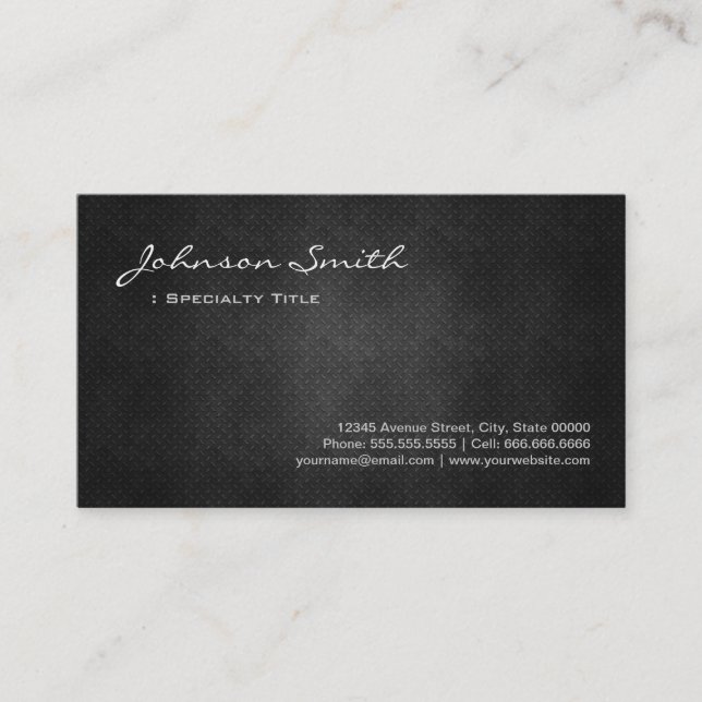 Black Metal Iron Steel - Cool Platinum Look Business Card (Front)