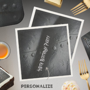 Black metal loft-style man's party napkin