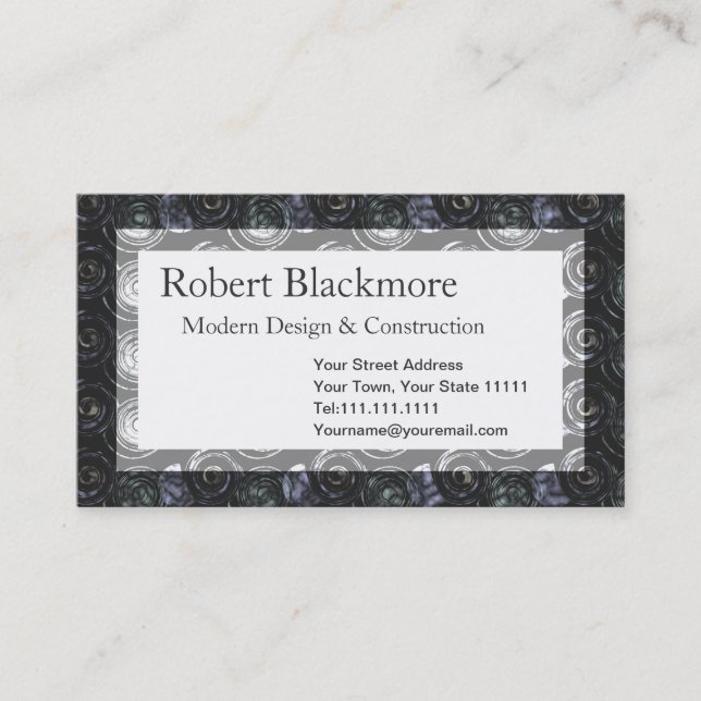 Black Metal Men's Construction Abstract Pattern Business Card (Front)