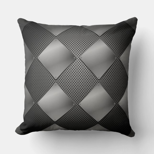 Black Metal & Mesh Diamond Pattern Cushion (Front)