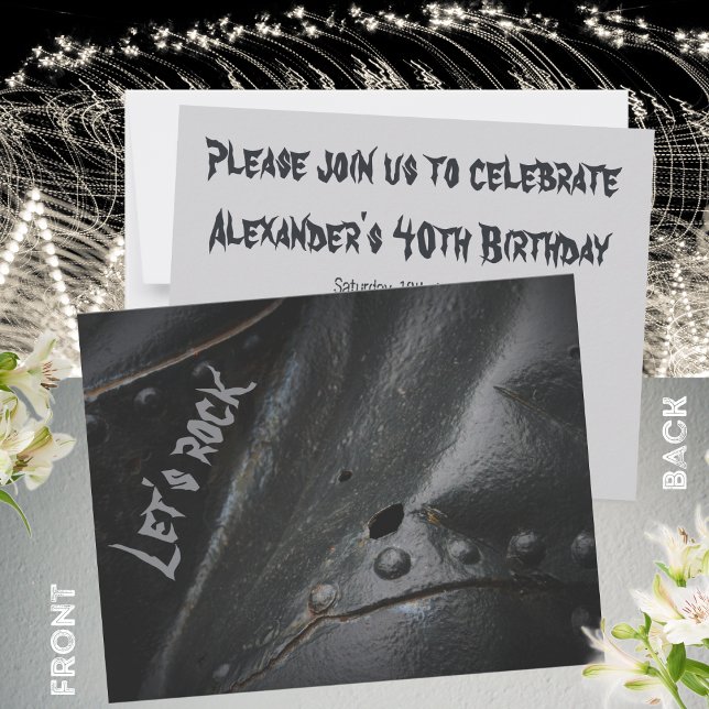 Black metal minimalist man's party invitation (Creator Uploaded)