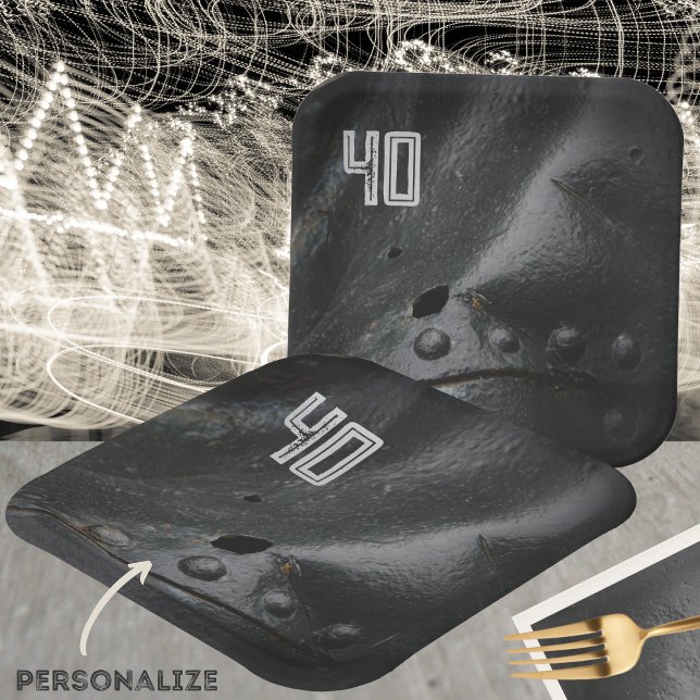 Black metal minimalist man's party  paper plate (Creator Uploaded)