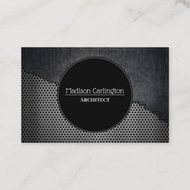 Black Metal Ripped Industrial Texture Business Card (Front)
