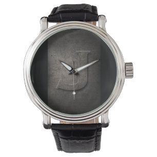 Black Metal Rustic J Monogram Watch