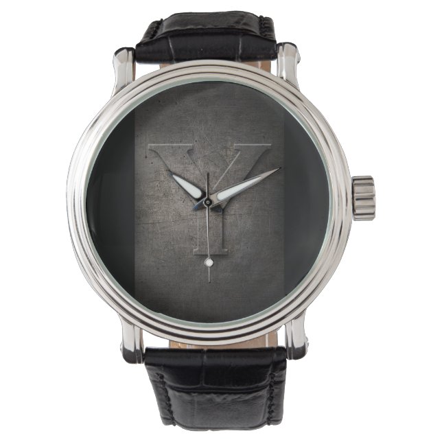 Black Metal Rustic Y Monogram Watch (Front)