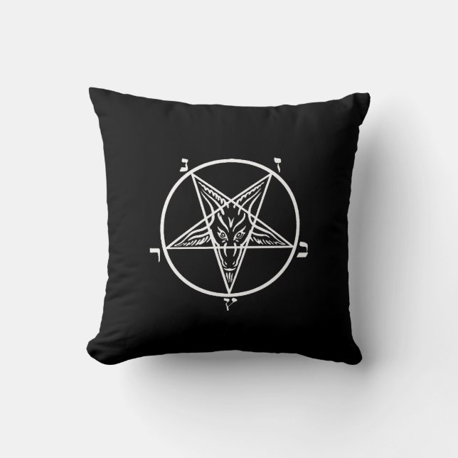 Black metal SATAN Baphomet throw pillow (Front)