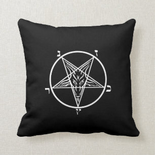 Black metal SATAN Baphomet throw pillow