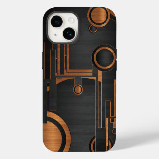 black metal with wood circles Case-Mate iPhone 14 case