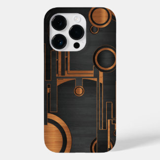 black metal with wood circles Case-Mate iPhone 14 pro case
