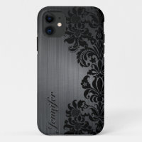 Black Metallic Brushed Aluminium & Floral Damasks