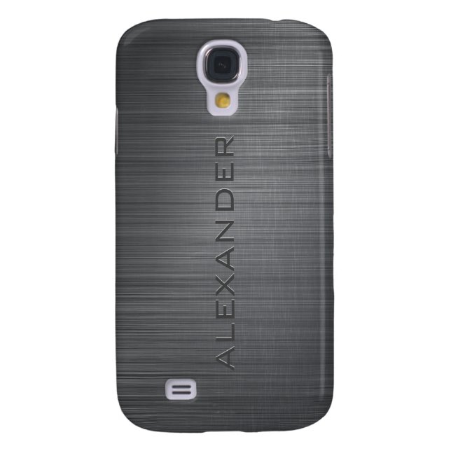 Black Metallic Brushed Aluminium Look 3-Monogram Case-Mate Samsung Galaxy Case (Back)
