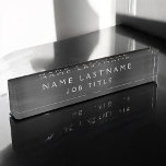 Black Metallic Corporate Custom Professional Nameplate<br><div class="desc">Corporate Black Foil Metallic Stainless Steel Minimalist Business Name Plate with white lettered typography for the monogram. The Black Modern and Elegant Foil Metal Business Name Plate and Profession or Job Title can be customised with your name. Please contact the designer for customised matching items.</div>