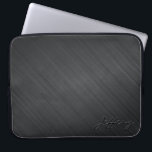 Black Metallic Design-Brushed Aluminium Look 2 Laptop Sleeve<br><div class="desc">Elegant simple and slick metallic design-brushed aluminium look 2. Custom and optional monogram. Available on other products</div>