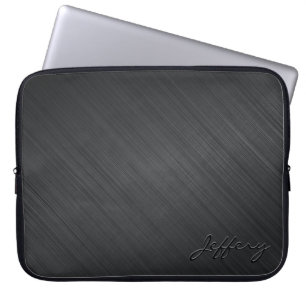 Black Metallic Design-Brushed Aluminium Look 2 Laptop Sleeve