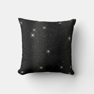Black Metallic Foil & Glitter Glam Dots Cushion