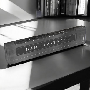 Black Metallic Foil Modern Custom Professional Nameplate