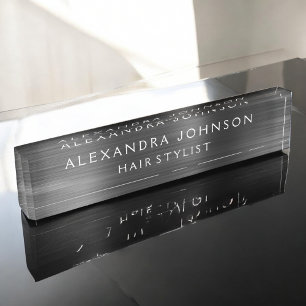 Black Metallic Foil Modern Elegant Business Nameplate