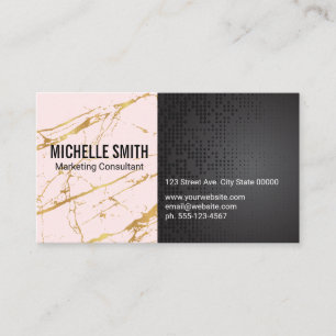 Black Metallic Gold Pink Marble Colour Block Business Card