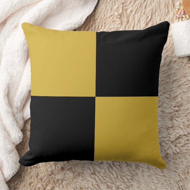Black & Metallic Gold Square Box Stylish Pattern Cushion (Blanket)