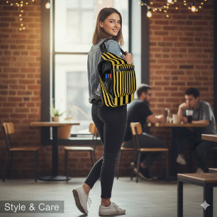 Black Metallic Gold Stripe Pattern Stylish Sling Bag