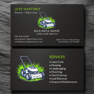 Black Metallic Green Lawn Care Service Business Card