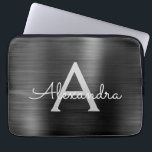Black Metallic Modern Stainless Steel Monogram Laptop Sleeve<br><div class="desc">Black and Grey Faux Stainless Steel Metallic Foil Modern and Elegant Monogram Sleeve. This monogrammed personalised laptop sleeve can be customised to include your initial and first name and makes a perfect Christmas or Birthday Gift.</div>