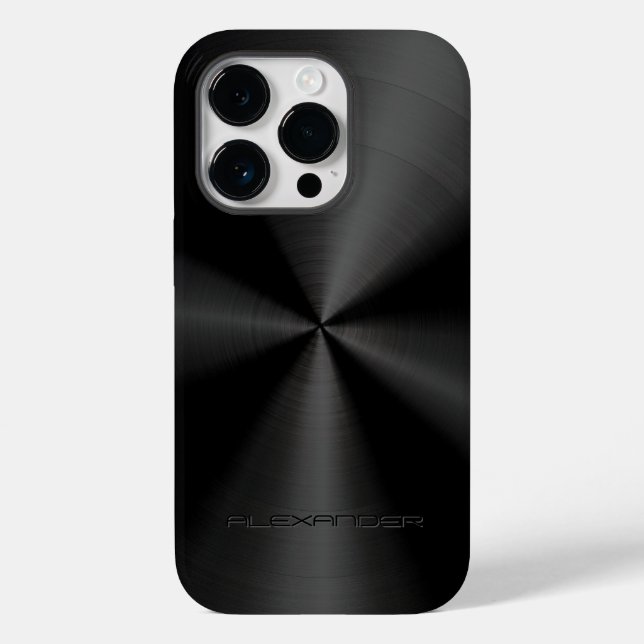 Black Metallic Pattern Stainless Steel Look 3 Case-Mate iPhone Case (Back)