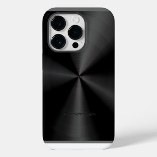 Black Metallic Pattern Stainless Steel Look 3 iPhone 14 Pro Case