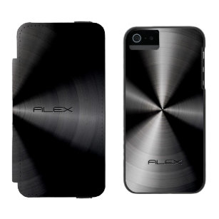 Black Metallic Pattern Stainless Steel Look Incipio Watson™ iPhone 5 Wallet Case