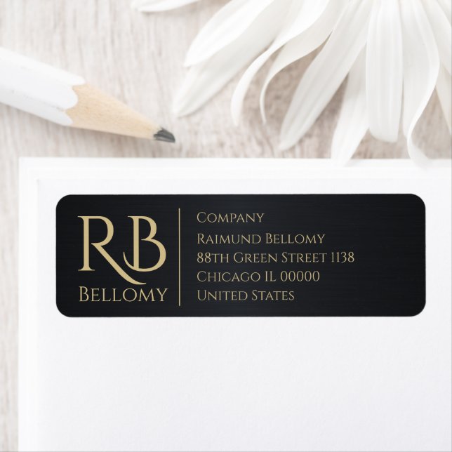 Black Metallic Return Address Label (Insitu)