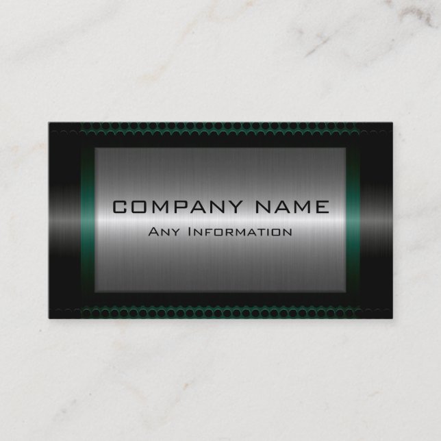 Black Metallic Silver Grey Steel Metal Look #15 Business Card (Front)