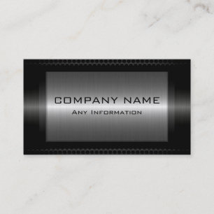 Black Metallic Silver Grey Steel Metal Look Business Card