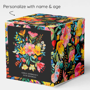 Black Mexican Bright Floral Fiesta Birthday Favour Box