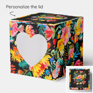 Black Mexican Bright Floral Fiesta Birthday Favour Box